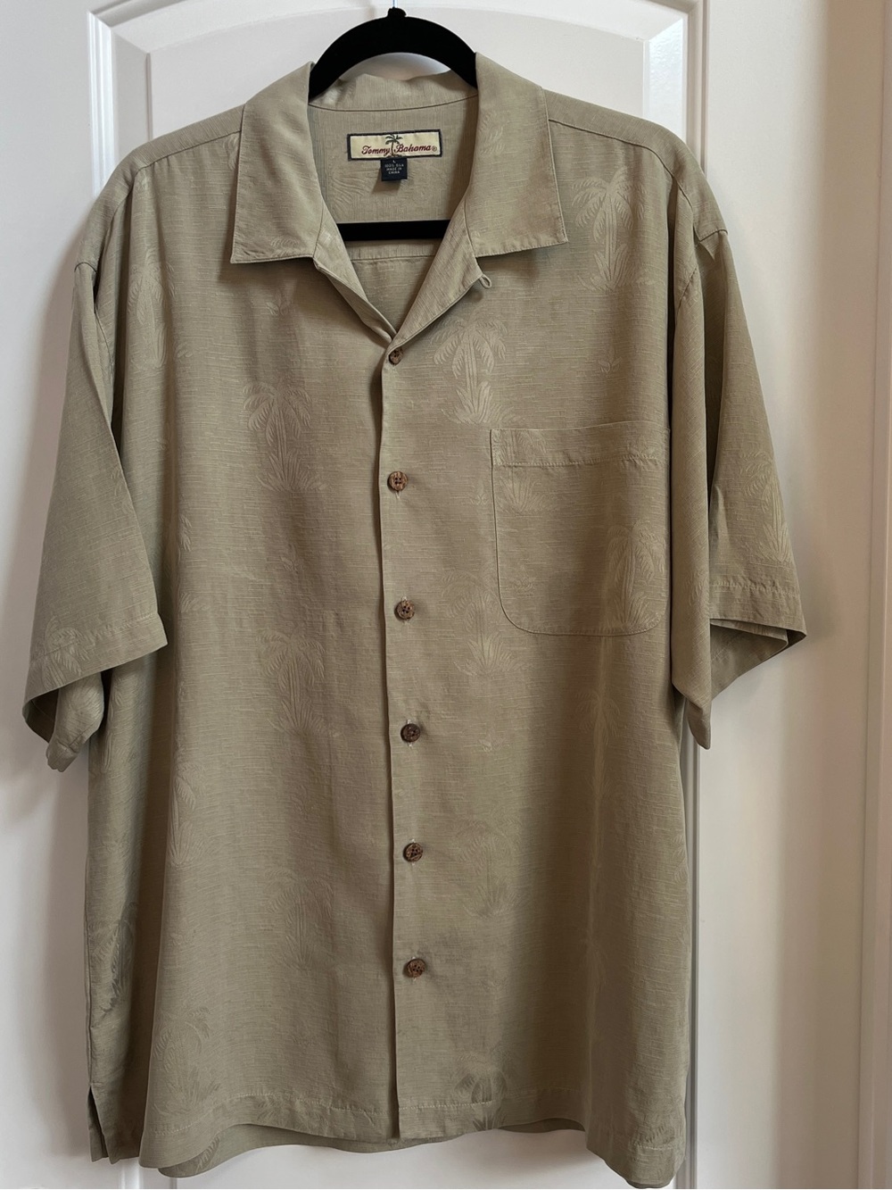 Tommy Bahama Men's 100% Silk Jacquard Palm Tree Camp Shirt Sz L